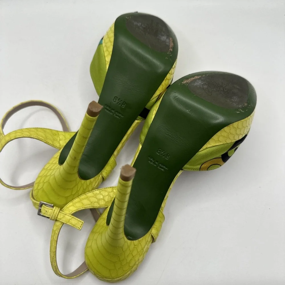 Donald & Lisa Pliner Signature CHIARA Platform Green Bottom Heel Luxe RARE 8 1/2